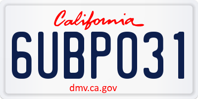 CA license plate 6UBP031