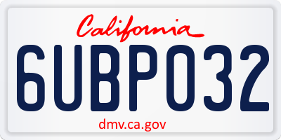 CA license plate 6UBP032