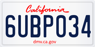 CA license plate 6UBP034