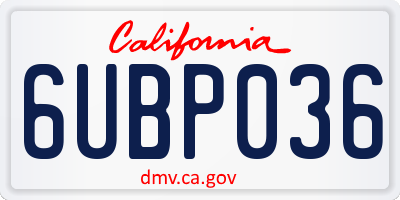 CA license plate 6UBP036