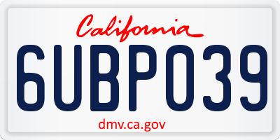 CA license plate 6UBP039
