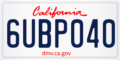 CA license plate 6UBP040