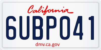 CA license plate 6UBP041