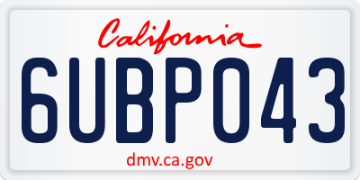 CA license plate 6UBP043