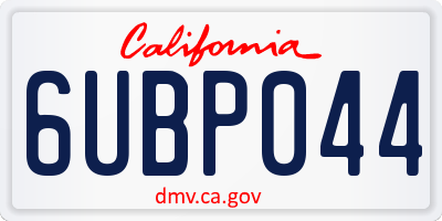CA license plate 6UBP044