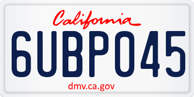 CA license plate 6UBP045