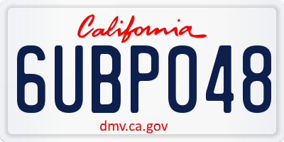 CA license plate 6UBP048