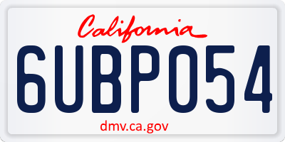 CA license plate 6UBP054