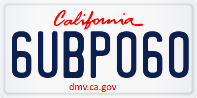CA license plate 6UBP060