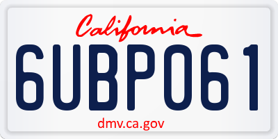 CA license plate 6UBP061