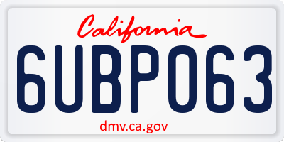 CA license plate 6UBP063