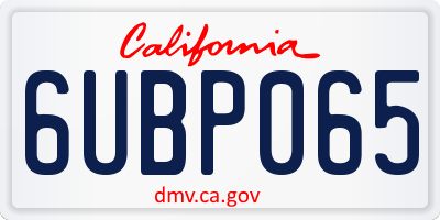 CA license plate 6UBP065