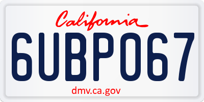 CA license plate 6UBP067