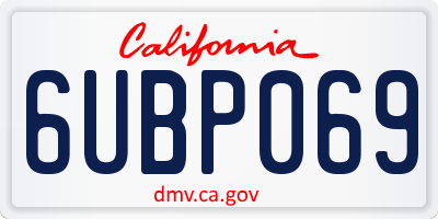 CA license plate 6UBP069