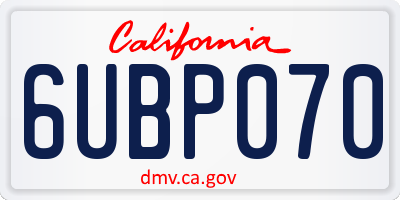 CA license plate 6UBP070