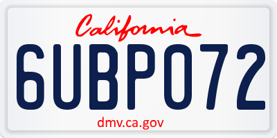 CA license plate 6UBP072