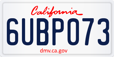 CA license plate 6UBP073