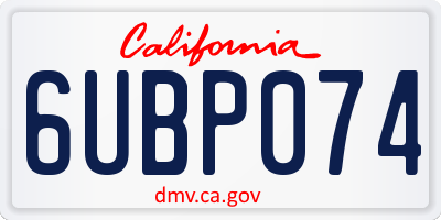 CA license plate 6UBP074