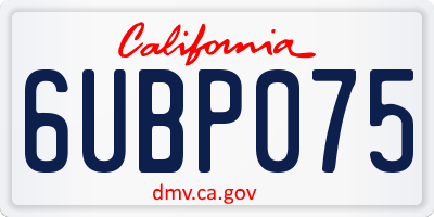 CA license plate 6UBP075
