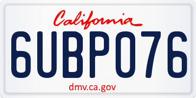 CA license plate 6UBP076