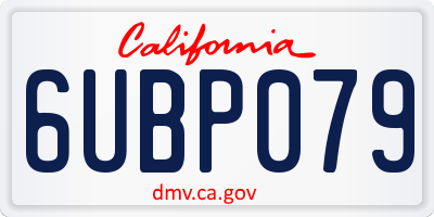 CA license plate 6UBP079