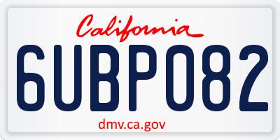 CA license plate 6UBP082