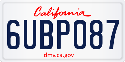 CA license plate 6UBP087
