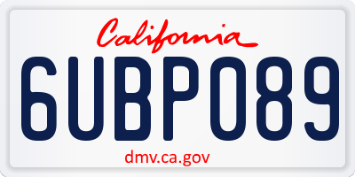 CA license plate 6UBP089
