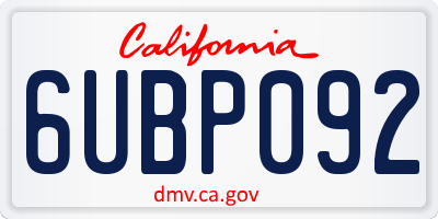CA license plate 6UBP092