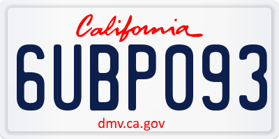 CA license plate 6UBP093