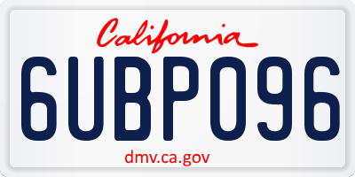 CA license plate 6UBP096