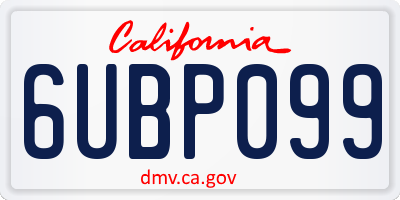 CA license plate 6UBP099