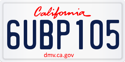 CA license plate 6UBP105
