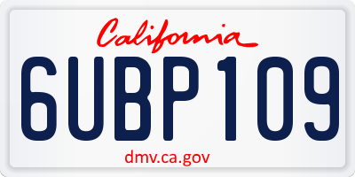 CA license plate 6UBP109