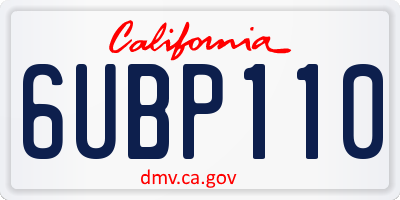 CA license plate 6UBP110