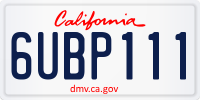 CA license plate 6UBP111