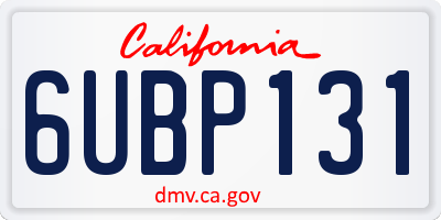 CA license plate 6UBP131