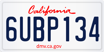 CA license plate 6UBP134
