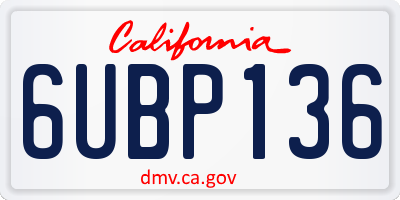 CA license plate 6UBP136