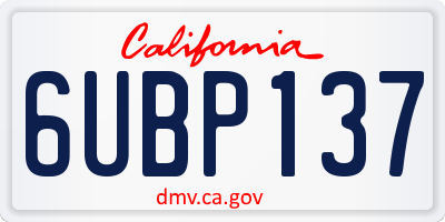 CA license plate 6UBP137