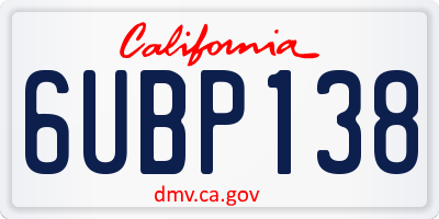 CA license plate 6UBP138