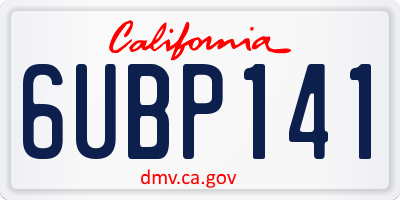 CA license plate 6UBP141