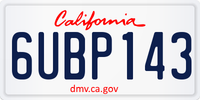 CA license plate 6UBP143