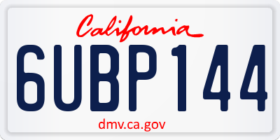 CA license plate 6UBP144