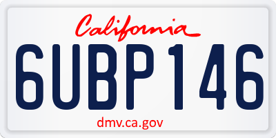 CA license plate 6UBP146