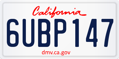 CA license plate 6UBP147