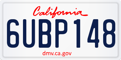 CA license plate 6UBP148