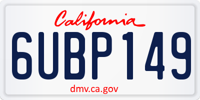 CA license plate 6UBP149