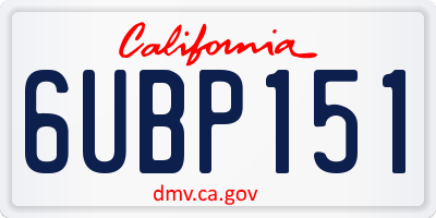 CA license plate 6UBP151