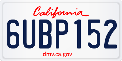 CA license plate 6UBP152